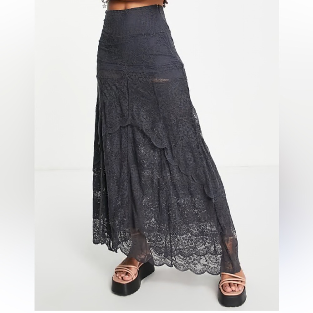 Free People Ruffled Boho Maxi Skirt